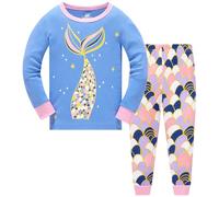 Colobe Pigiama da Bambina in Cotone con Unicorno, a Maniche Lunghe, Set da 2 Pezzi, Carino Panda per Bambini, Pigiameria Invernale di Natale, Taglia 1-12 Anni, Sirena 03, 7-8 Jahre