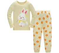 Colobe Pigiama da bambina in cotone con unicorno, a maniche lunghe, set da 2 pezzi, carino panda per bambini, pigiameria invernale di Natale, taglia 1-12 anni, Coniglio 01, 5-6 Jahre
