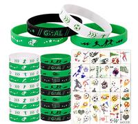 COLOFALLA Set 40 Pz Braccialetti Silicone Calcio. Bracciale Motivazionale Sport Gomma, Decorazioni Festa, Gadget Compleanno, Partita Calcio Fischietti e Adesivi