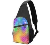 Coloful Starry Rainbow Mermaid Crossbody Zaino Borsa a tracolla Leggero One Strap Sling Bag Viaggio Escursionismo Daypack