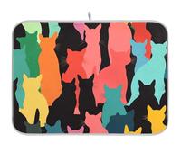 Coloful - Tappetino per scolapiatti riutilizzabile, motivo: gatti, 45,7 x 61,7 cm, grande, accessori da cucina per piano di lavoro, decorazione per la casa