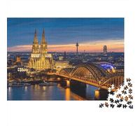 Cologne Cathedral Jigsaw Puzzle 1000 Pezzo Riciclabile Materiale City Nightscape Puzzle per Elderly Relieve Senile Dementia Fun Attività Ottimo Gift Idea 70x50cm/1000pcs