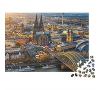 Cologne Cathedral Puzzle 1000 pezzi Materiale riciclabile Rhine Riverfront Puzzle per anziani Impossibile Difficile Stimolante Gioco educativo per uomini 52x38cm/1000pcs