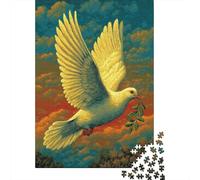 Colomba bianca con ramoscello d'ulivo nel becco|| Puzzle Divertenti Per Tutta La Famiglia 38x26cm/1000pcs Adulti