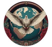 Colomba bianca della pace con ali spiegate e rose rosse Puzzle Per Adulti || 1000pcs (67.5x67.5cm) Puzzle Giochi EduGattoivi,decorazioni Per La Casa