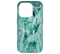 Colomba con testo celtico della pace in toni acqua Custodia per iPhone 14 Pro