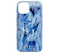 Colomba con testo celtico della pace in toni blu Custodia per iPhone 14