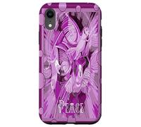 Colomba con testo celtico della pace in toni lilla Custodia per iPhone XR