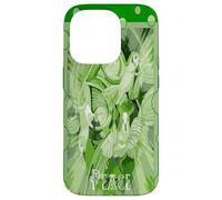 Colomba con testo celtico della pace in toni verdi Custodia per iPhone 14 Pro