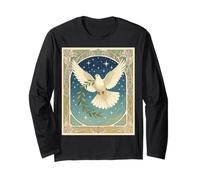Colomba della Pace con rametto d'oliva Illustrazione Decorativa Maglia a Manica