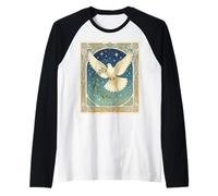 Colomba della Pace con rametto d'oliva Illustrazione Decorativa Maglia con Maniche Raglan