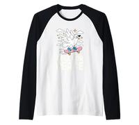 Colomba fredda su skateboard cartone animato promuovere la pace Maglia con Maniche Raglan