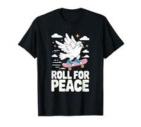 Colomba fredda su skateboard cartone animato promuovere la pace Maglietta