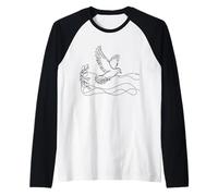 Colomba Line Art Ornitologo Maglia con Maniche Raglan
