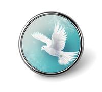 Colomba pacifica che vola nel cielo spilla rotonda per uomo donna moda distintivo collare pin vestito giacca zaino accessori