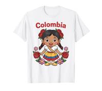 Colombia Girl Cute Colombian Flag Culture Traditional Girls Maglietta