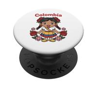 Colombia Girl Cute Colombian Flag Culture Traditional Girls PopSockets PopGrip Adesivo
