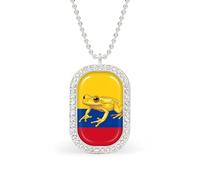 Colombian Flag Golden Poison Frog ciondolo collana gioielli moda ciondolo quadrato con bordo bianco trapano, lega metall