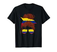 Colombian Flag Messy Hair Chignon Colombian Roots Colombia Maglietta