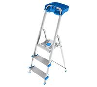 Colombo Scala Alluminio Atlantica 3/4/5/6/7/8 Gradini | Scala 3 Gradini Extra Large 12cm con Piattaforma Antiscivolo e Vaschetta Portautensili | Conforme EN131 TÜV-GS | Portata 150kg | Made in Italy