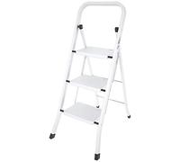 Colombo | Factotum Scaletta Pieghevole 3 Gradini Extra Large Acciaio | Scala Richiudibile Domestica Salvaspazio in Acciaio | Gradini Antiscivolo Extra Larghi | Piedini in Gomma | Made In Italy