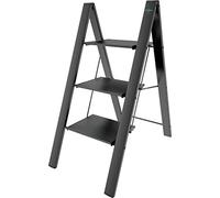 Colombo | Leonardo Scala Pieghevole in Alluminio Nero 3 Gradini | Scala 3 Gradini Extra Large 33x26cm Antiscivolo, Design Moderno | Portata 150kg | Conforme EN131 TÜV-GS | Made in Italy
