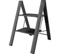 COLOMBO LEONARDO Scaletta in alluminio 2 Gradini - Scala Pieghevole Casa e Cucina, Gradini Extra Large 33x26 cm Antiscivolo, Leggero e Compatto, Design Moderno, Sicuro e Robusto - Made in Italy