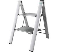 COLOMBO LEONARDO Scaletta in alluminio 2 Gradini - Scala Pieghevole Casa e Cucina, Gradini Extra Large 33x26 cm Antiscivolo, Leggero e Compatto, Design Moderno, Sicuro e Robusto - Made in Italy