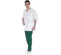 Colombo Mario Casacca unisex a V bianca 100% COTONE, 3 tasche (M)