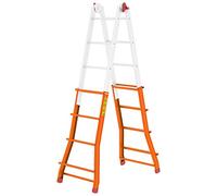 Colombo Scala a Filo telescopica Acciaio 5+5 gradini | Scala Telescopica in Acciaio Altezza 4,6mt, snodo Semi-Automatico, Piedini Antiscivolo