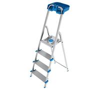 Colombo Scala Alluminio Atlantica 3/4/5/6/7/8 Gradini | Scala 4 Gradini Extra Large 12cm con Piattaforma Antiscivolo e Vaschetta Portautensili | Conforme EN131 TÜV-GS | Portata 150kg | Made in Italy