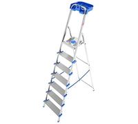 Colombo Scala Alluminio Atlantica 3/4/5/6/7/8 Gradini | Scala 7 Gradini Extra Large 12cm con Piattaforma Antiscivolo e Vaschetta Portautensili | Conforme EN131 TÜV-GS | Portata 150kg | Made in Italy