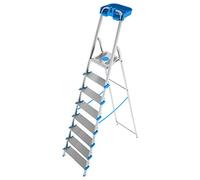 Colombo Scala Alluminio Atlantica 8 Gradini | Scala 8 Gradini Extra Large 12cm con Piattaforma Antiscivolo e Vaschetta Portautensili | Conforme EN131 TÜV-GS | Portata 150kg | Made in Italy