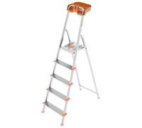 Colombo Scala Pieghevole Alluminio Attica 3/4/5/6/7/8 Gradini Senza Rivetti | Scala 5 Gradini Robusta con Piattaforma e Vaschetta Portautensili | Portata 150kg | Conforme EN131 TÜV-GS | Made in Italy