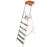 Colombo Scala Pieghevole Alluminio Attica 3/4/5/6/7/8 Gradini Senza Rivetti | Scala 6 Gradini Robusta con Piattaforma e Vaschetta Portautensili | Portata 150kg | Conforme EN131 TÜV-GS | Made in Italy