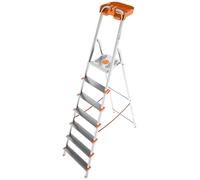 Colombo Scala Pieghevole Alluminio Attica 3/4/5/6/7/8 Gradini Senza Rivetti | Scala 7 Gradini Robusta con Piattaforma e Vaschetta Portautensili | Portata 150kg | Conforme EN131 TÜV-GS | Made in Italy