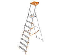 Colombo Scala Pieghevole Alluminio Attica 3/4/5/6/7/8 Gradini Senza Rivetti | Scala 8 Gradini Robusta con Piattaforma e Vaschetta Portautensili | Portata 150kg | Conforme EN131 TÜV-GS | Made in Italy