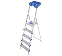 COLOMBO Scala Pieghevole in Alluminio 3/4/5/6/7/8 Gradini - Struttura Robusta con Piattaforma Antiscivolo, Gradini Extra Large da 12cm e Vaschetta Portautensili - Conforme EN131 TÜV-GS - Made in Italy