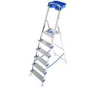 COLOMBO Scala Pieghevole in Alluminio 3/4/5/6/7/8 Gradini - Struttura Robusta con Piattaforma Antiscivolo, Gradini Extra Large da 12cm e Vaschetta Portautensili - Conforme EN131 TÜV-GS - Made in Italy