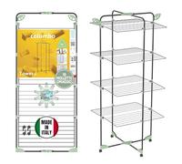 Colombo | Tower 40 Stendibiancheria Verticale 40m Stenditura + 10 Mollette | Stendino Pieghevole Salvaspazio Acciaio Antiruggine e Ruote Antigraffio, Portagrucce | 10 Mollette Incluse | Made in Italy