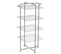 Colombo Tower | Stendibiancheria Verticale a Torre Salvaspazio | 10 Mollette Incluse | 40m - 14 kg di Capacità | Struttura in Acciaio Antiruggine | Ruote Antigraffio | con Portagrucce | Made in Italy