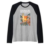 Colonia del Sacramento Uruguay Coloniale Vintage Viaggio Maglia con Maniche Raglan