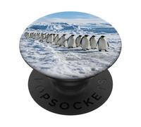 Colonia di pinguini che cammina su ghiaccio Antartico scena della fauna selvatica PopSockets PopGrip Adesivo