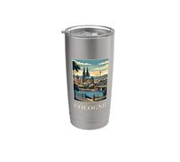 Colonia Germania Cattedrale Riverfront Travel Art Bicchiere termico in acciaio inox doppia parete