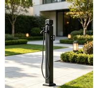 Colonna Acqua Giardino Acciaio Inox Doppio Rubinetto Esterno | Montaggio a pavimento resistente alla corrosione soluzione pratica irrigazione e pulizia esterna(Long spray gun nozzle)