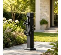 Colonna Acqua Giardino Acciaio Inox Doppio Rubinetto Esterno | Montaggio a pavimento resistente alla corrosione soluzione pratica irrigazione e pulizia esterna(Short spray gun nozzle)