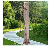 Colonna acqua giardino acciaio inox, prolunga rubinetto da pavimento 107 cm con rubinetto ottone, camera aria 304 & alluminio, doppia entrata, filettatura 1/2" 3/4", portagomma esterno(Style 6)