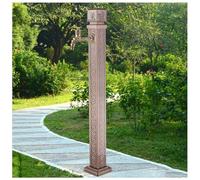 Colonna acqua giardino acciaio inox, prolunga rubinetto da pavimento 107 cm con rubinetto ottone, camera aria 304 & alluminio, doppia entrata, filettatura 1/2" 3/4", portagomma esterno(Style 1)