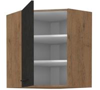 Colonna angolare ROCK - nobilitato decoro rovere Lancillotto e grigio matera - 1 anta - L58 x H72 cm