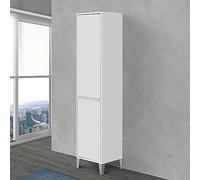 Colonna Bagno con Cesto portabiancheria, L 40 x P 35 x H 183 cm, 2 Ante con Ripiani Interni Linea Way (Bianco Lucido)